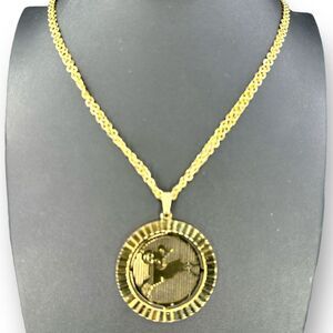 Aries Zodiac Pendant Large GoldTone Double Chain Spring Ring Clasp Signed Unisex